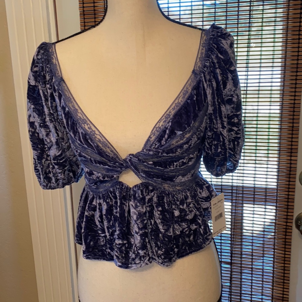 Free People Yours Truly Velvet Top Wild Moon Sz SM NWT